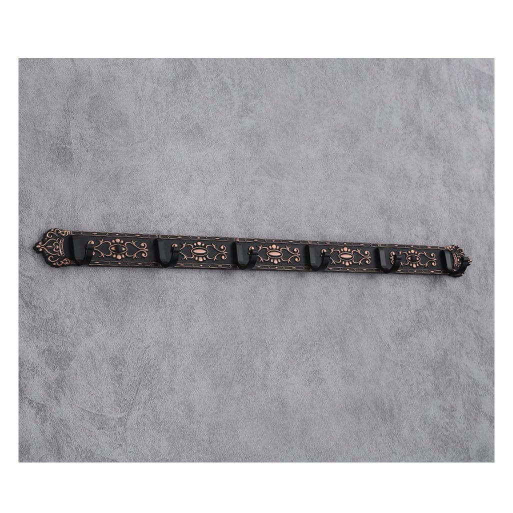 Lmysxaoz Black Vintage Metal Coat Rack Wall Mount, Aluminum Thickened Hooks Hanging Rail Clothes Towel Racks For Bathroom Entryway Bedroom Behind The Door 6Hook
