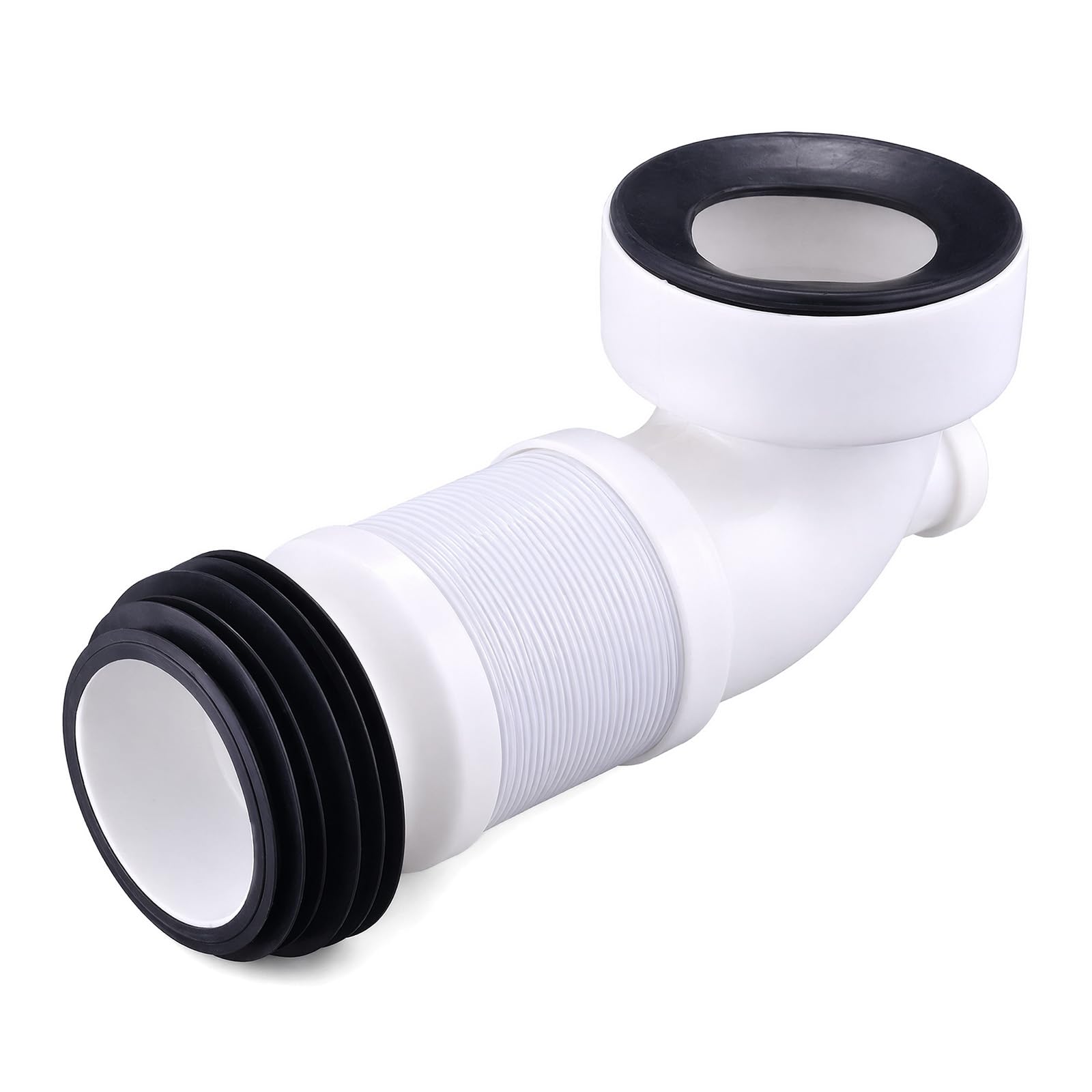 Toilet Waste Pipe Connector, 90° 110mm Cut-to-Fit Pan Connector Soil Pipe