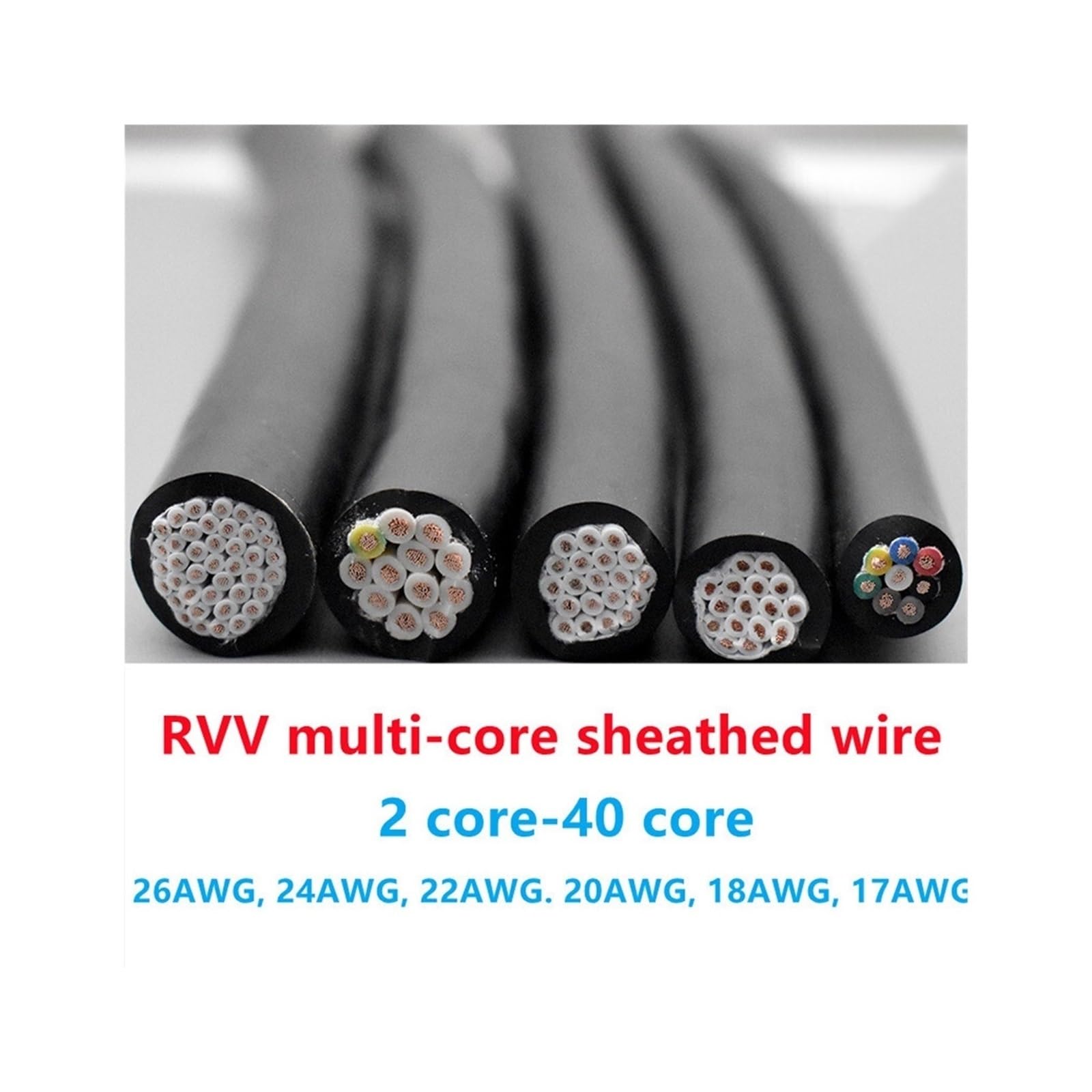 2M RVV Multi‑Core Control Cable,14‑40 Core 17‑26AWG
