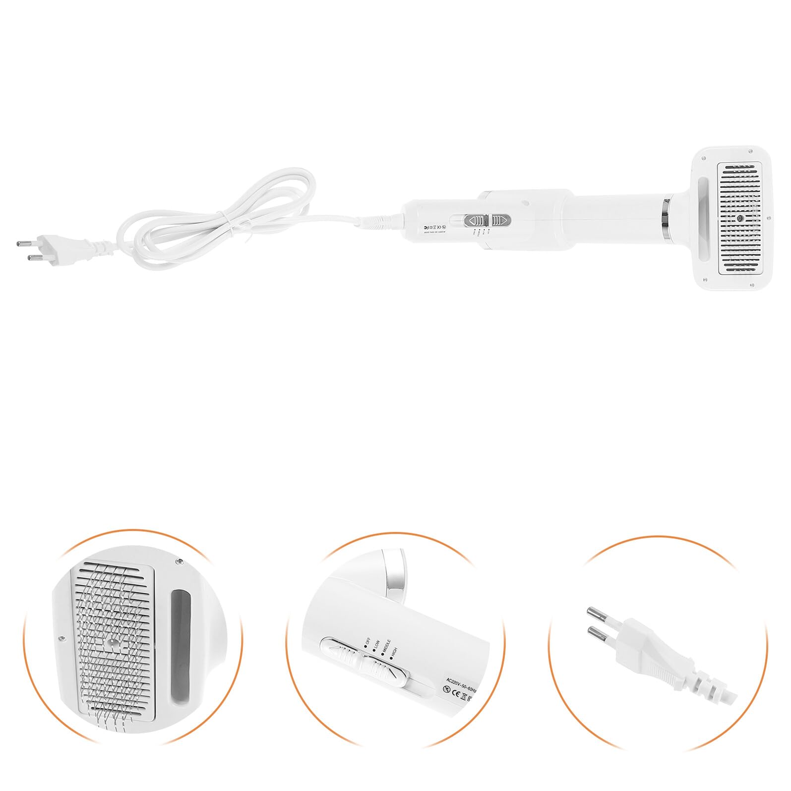 Secador de Pelo para Mascotas, Cepillo de Aseo Portátil Blanco | Perros y Gatos, Plástico, Uso Doméstico, Diseño Compacto, Secado Aire Caliente
