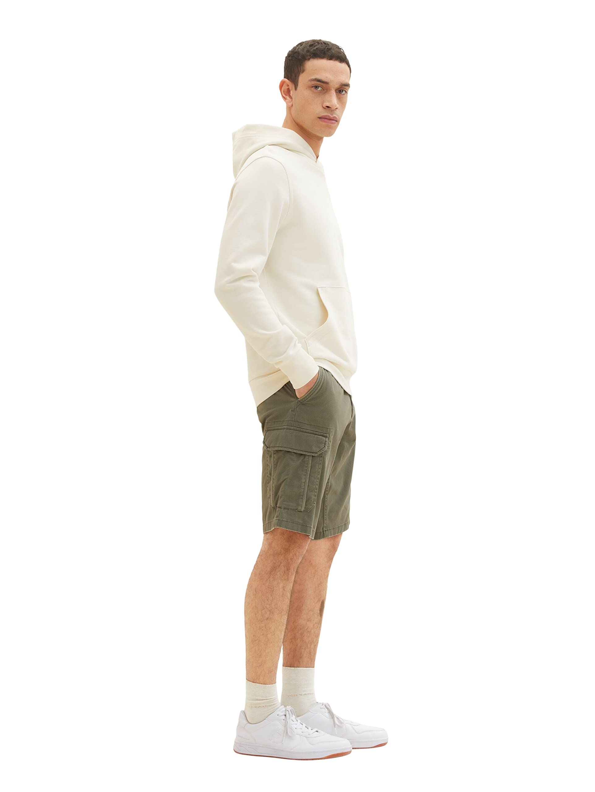 TOM TAILOR Herren Bermuda Shorts 1035043, 31268 - Olive Diamond Structure, 28 – Ansicht 2