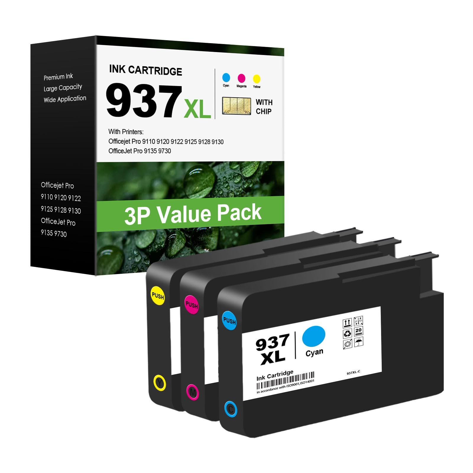 Cartucce 937XL compatibili con HP OfficeJet Pro 9120/9130, confezione da 3