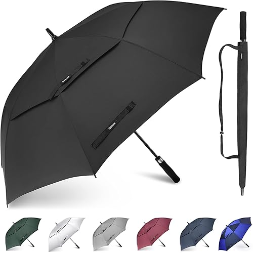 Gonex 54/62/68/72/80 Inch Extra Large Golf Umbrella, Automatic Open Travel Rain Umbrella with Windproof Water Resistant Double Canopy, Oversize Vented Umbrellas for 2-3 Men and UV Protection, Multiple Colors