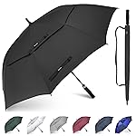 Gonex 54 Inch Large Golf Umbrella, Automatic Open Travel Rain Umbrella with Windproof Water Resistant Double Canopy, Oversize Vented Umbrellas for 1-2 Men and UV Protection, Black