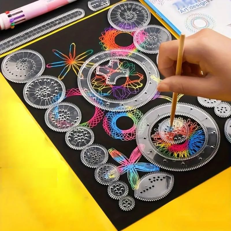 Georgi’s Perfect Spiral Fun Art Set Awesome Spiro Kids Toys Hours of Fun Create Stunning Designs 6 Colour Pen 23 Piece Drawing Set Practical Gift Idea - Image 2