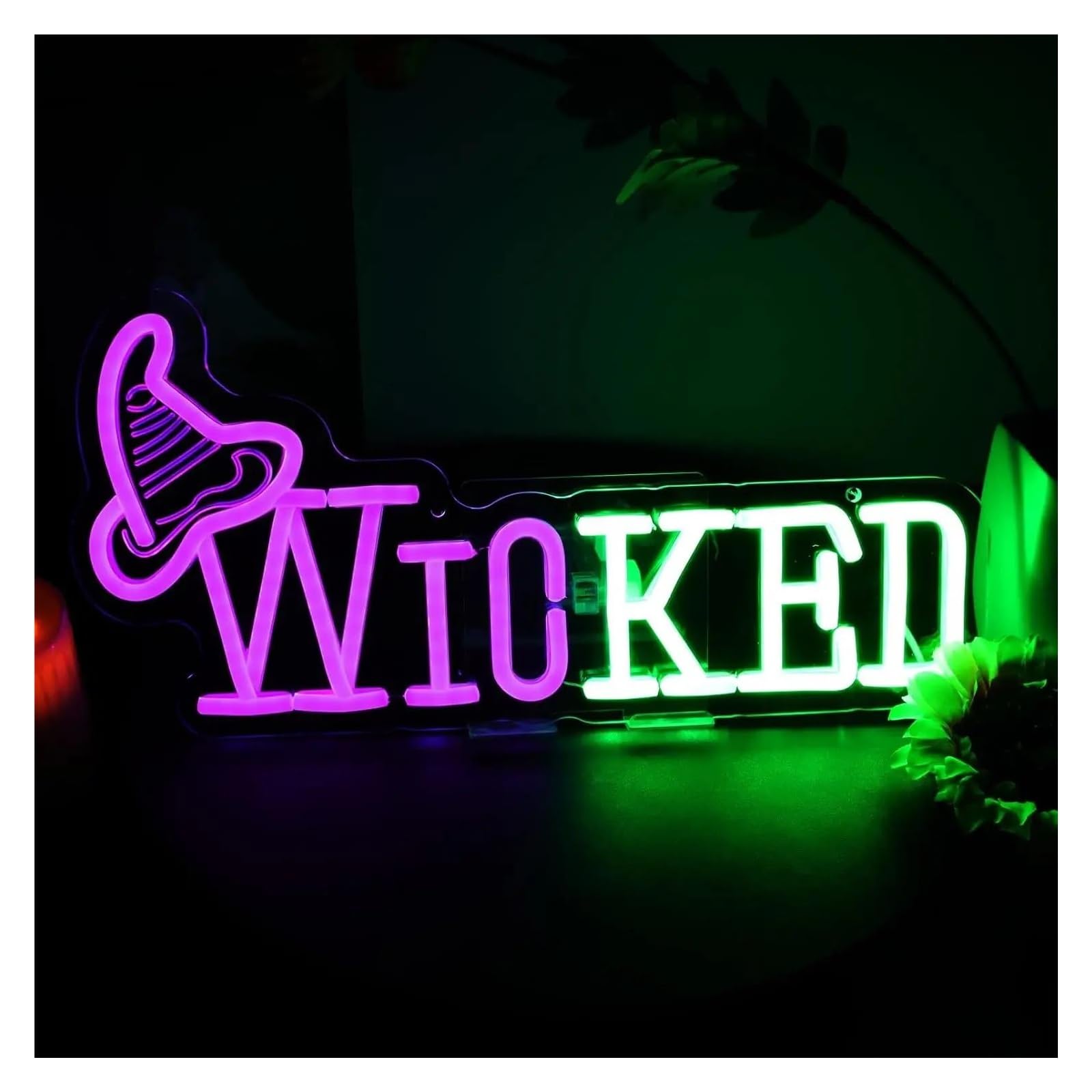 RONGCH Hanging Art Signs Wicked Neon Sign USB Dimmable Witch LED Light for Party Playroom Garage Room Man Cave Bar Home Decoration 38cm
