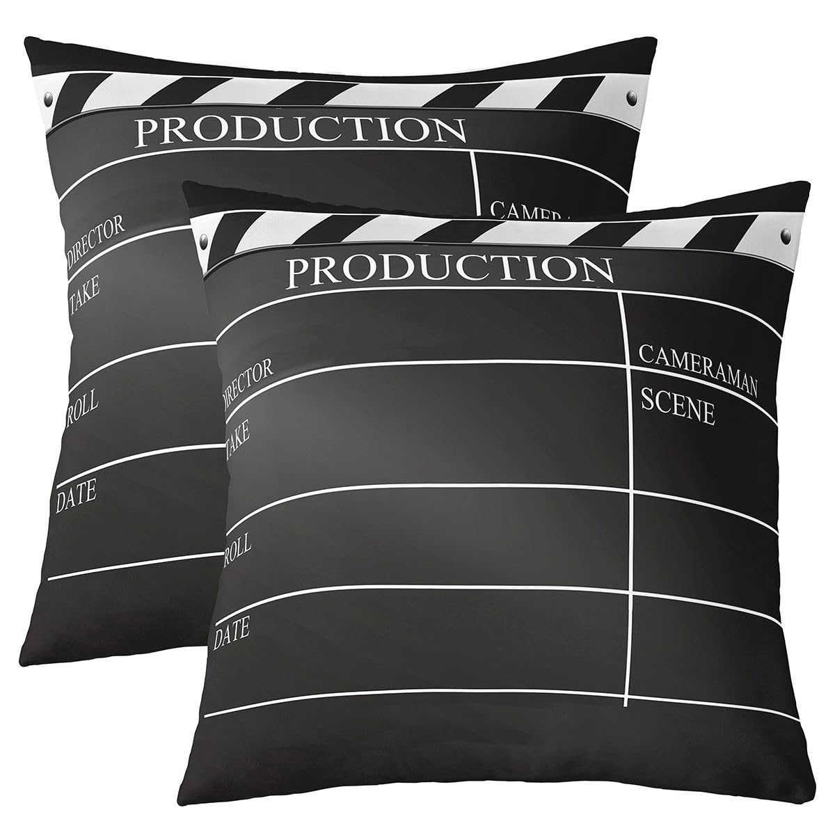 Feelyou Vintage Cinema Movie Theater Throw Pillow Covers 18"x18" Set of 2 Soft Movie Theater Cushion Covers for for Couch Sofa Old Fashion Home Decor