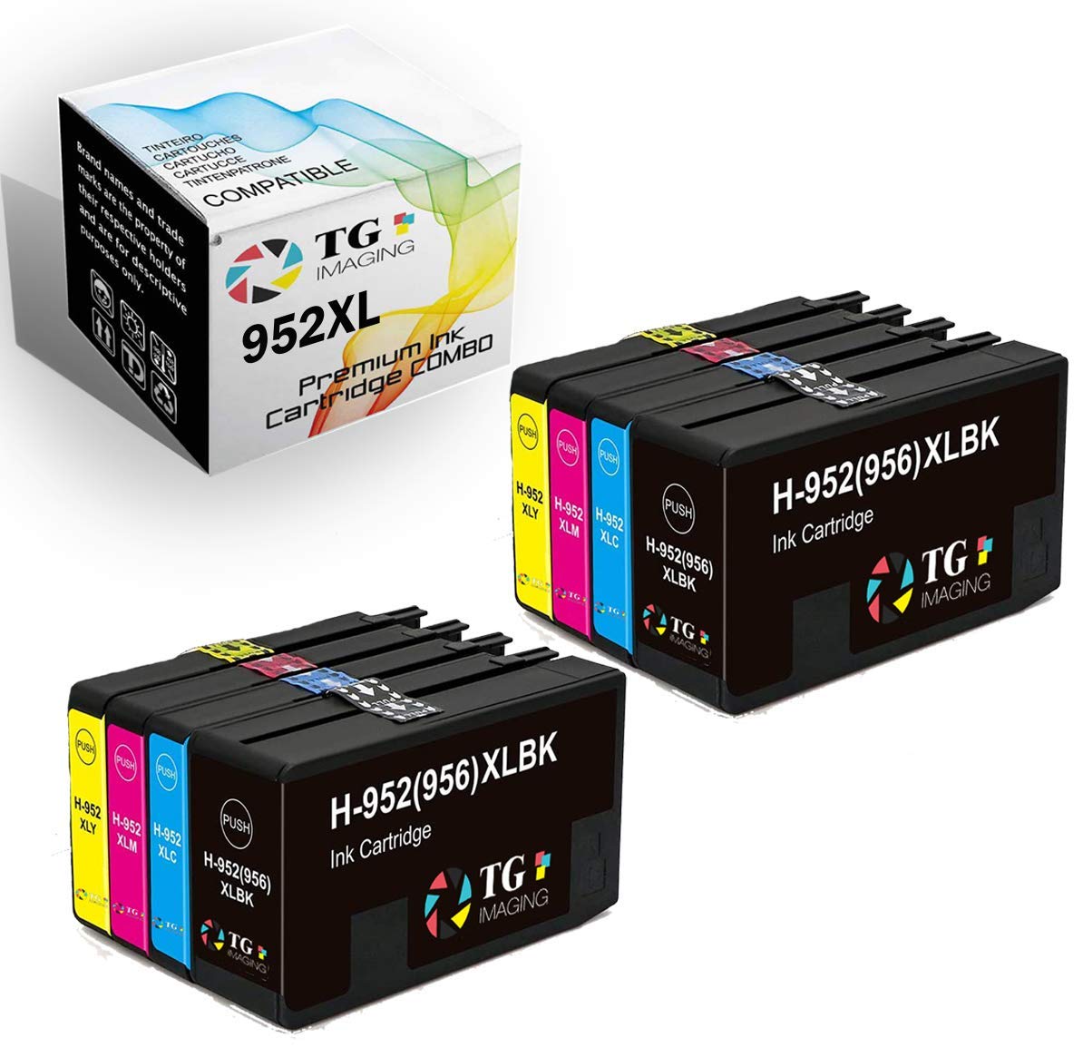TG Imaging 8-Pack Compatible 952XL 952 Ink Cartridges Bundles Used in HP Officejet 7720 7740 8710 8720 Printer (2 x BCYM)
