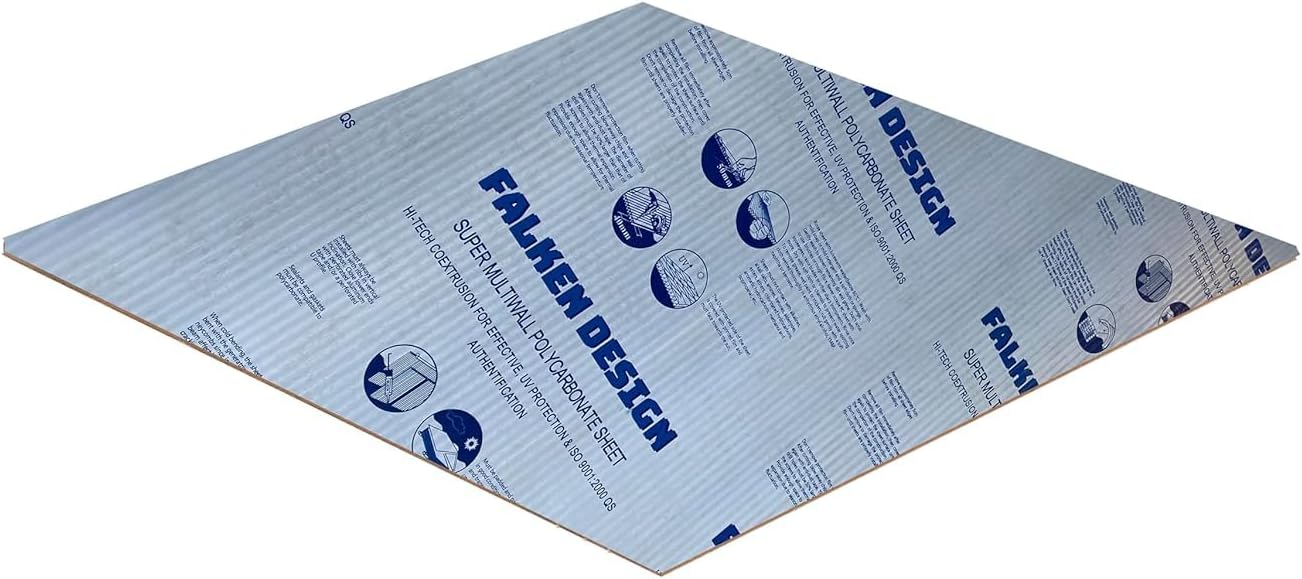 Falken Design Bronze Twin Wall Polycarbonate Panel - 12" x 24" x 3/8" (8mm) - UV Resistant Lightweight, Shatterproof Roof Sheet for DIY, Greenhouses, Sheds & Outdoor Use