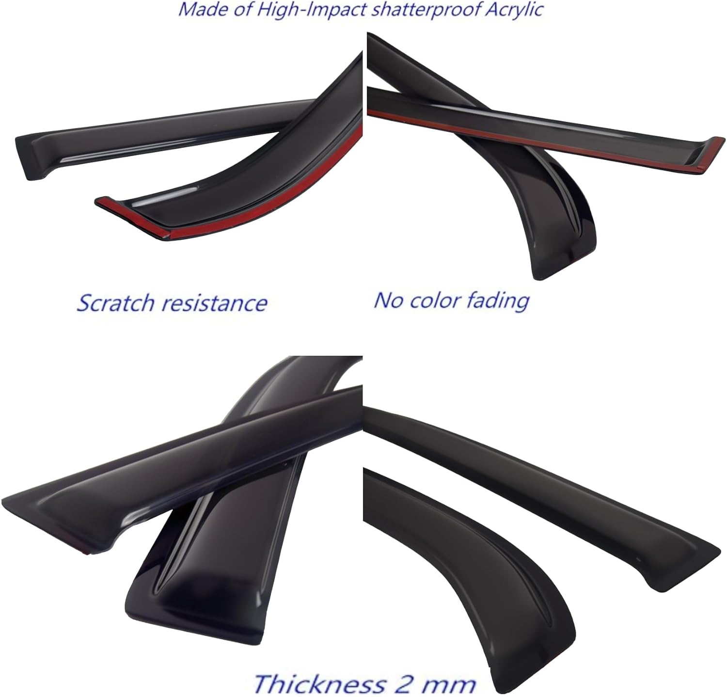 Outside-Channel Rain Guards, Vent Deflectors, Smoke, Fits for Fits 2011-2023 Chrysler 300 (4pcs/Set)