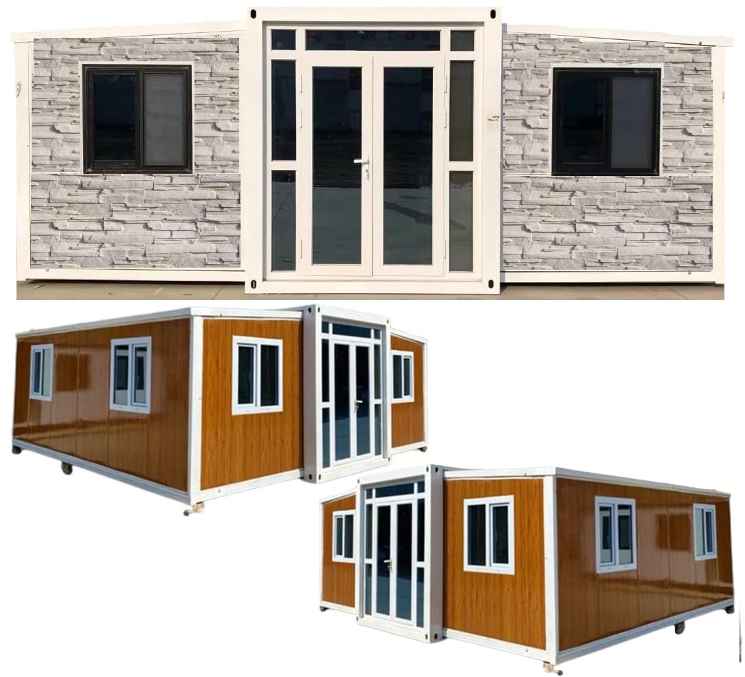 Tiny Home, 5.9x6.3mtr 19X20ft, Portable Mobile Home with Kitchen & Restroom Expandable Plastic Prefab House Hotel, Booth, Office, Guard House, Shop, Villa, Warehouse, Workshop Portable Prefabricated,