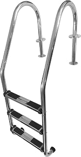 FibroPool 3-Step In-Ground Pool Ladder: Heavy-Duty Stainless Steel, Non-Slip Steps, Easy Deck Install for Indoor/Outdoor Pools