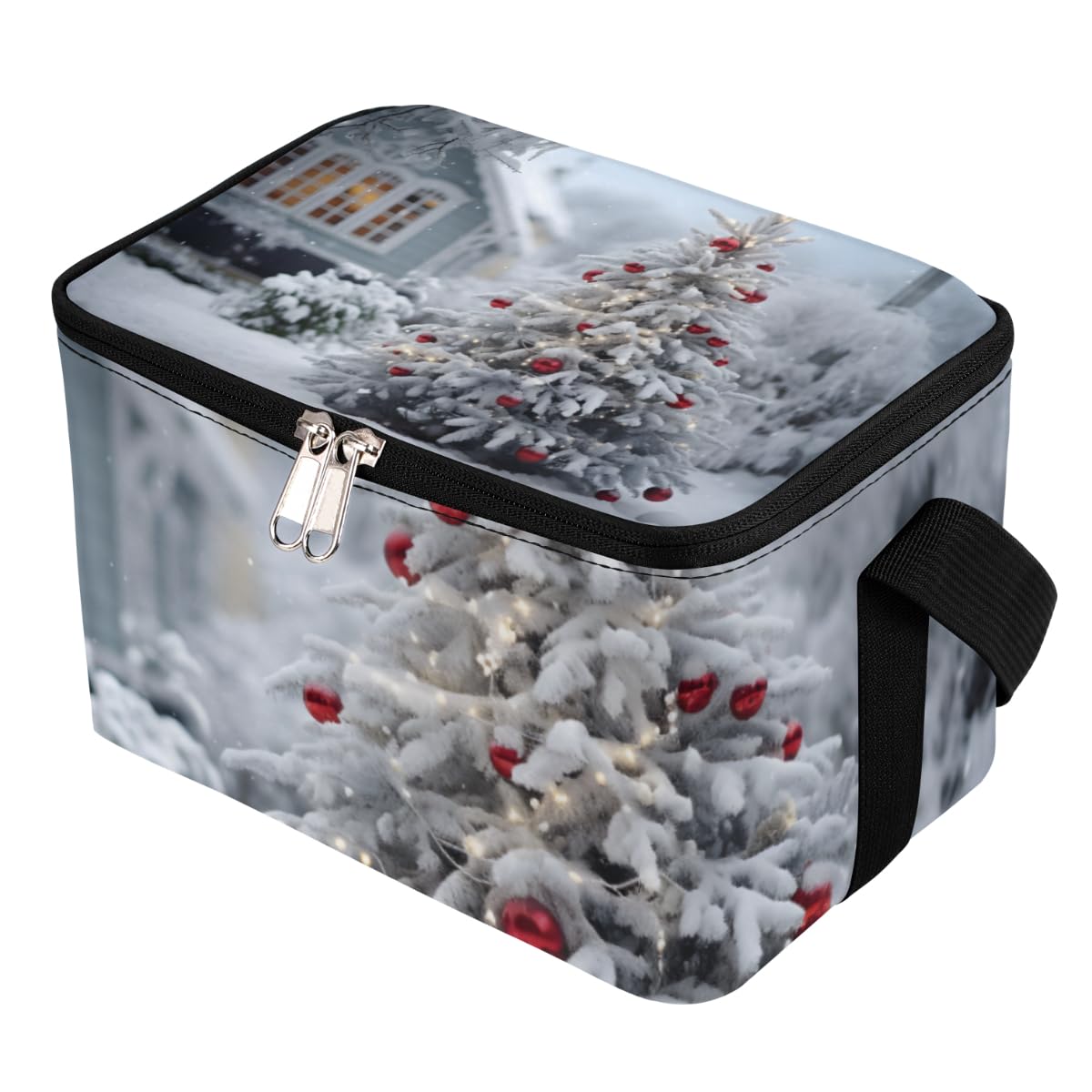 GzLeyigou Lunch Bags for Women Men 9 Cans,Snow Christmas Tree Hot & Cold Food Delivery Bag Insulated Grocery Bag Insulated Lunch Box Cooler Bag for Office Work Picnic Beach