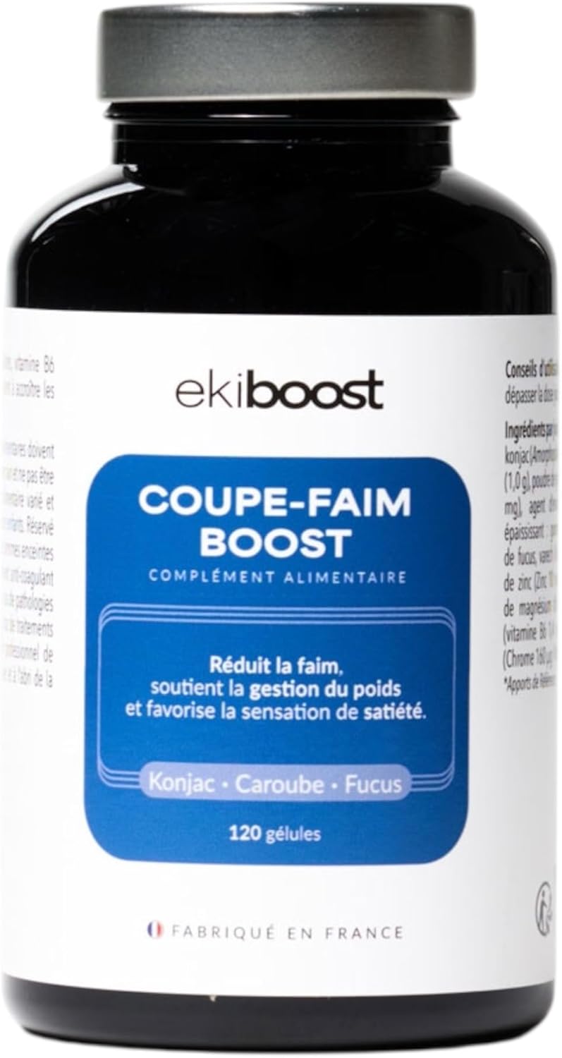 COUPE FAIM | Fabriqué en France | 120 Gélules | Complément Alimentaire à base de plantes | Vitamines & Minéraux | Hautement dosé | Konjac, Fucus, Caroube, Vitamine B6 & Bisglycinate de Zinc | Ekiboost - Amazon product rated Grade C