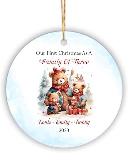 Miniatura 12 de Adorno de Navidad familiar personalizado, adorno de primera Navidad como familia de cuatro miembros, regalo con nombre para la familia, decoración