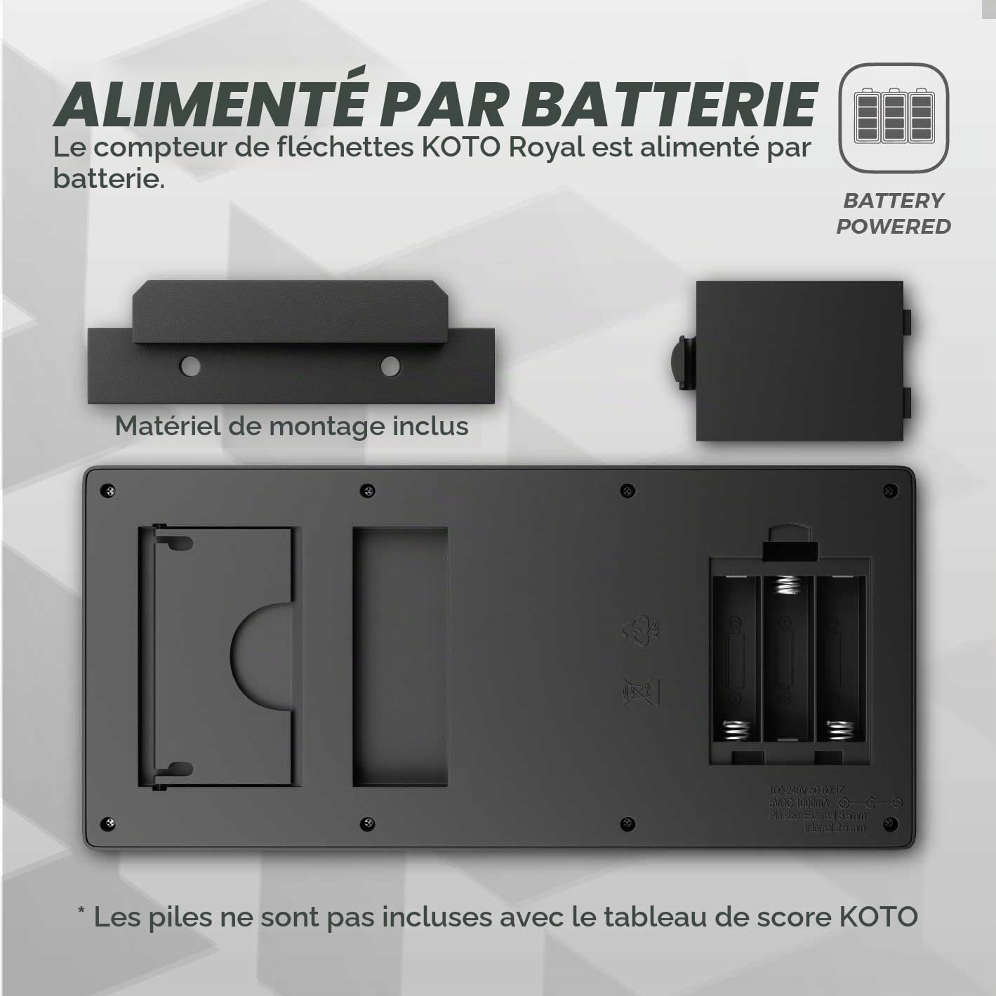 KOTO - Compteur Royal de Fléchettes avec 40 Jeux, Dart Scorer, Affichage du Score & Fixation, pour 8 Joueurs, Alimenté par Piles