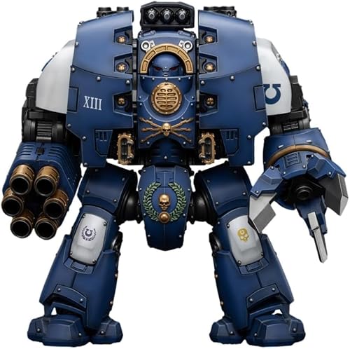 JOYTOY Action Figures Warhammer 40K Ultramarines Leviathan Dreadnought with Cyclonic Melta Lance and Siege Claws 1/18 Movable Model Collectible Figurine Ages 15+
