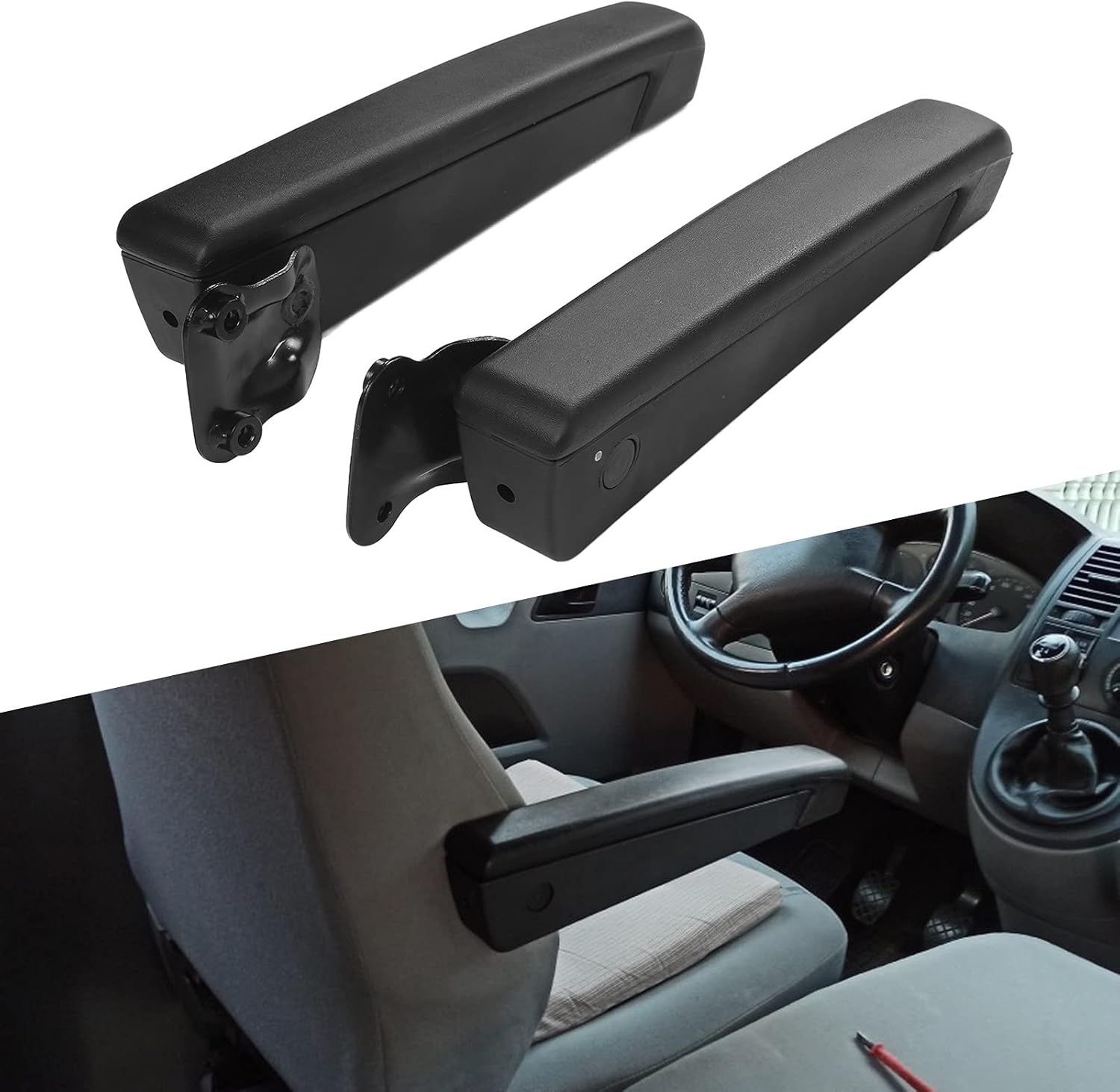 Acouto Arm Rest for Car 1Pair Adjustable Seat Armrest Shock Automotive Armrests PU Sponge Black Universal for Automobiles Trucks RV