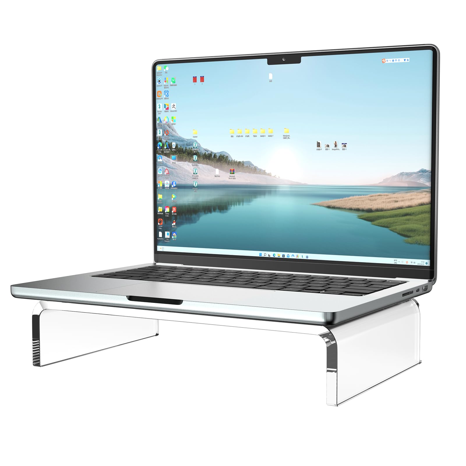 OSCO Supporto Per Monitor In Acrilico Trasparente 50x20x10 Cm – Rialzo Schermo Ergonomico Con Spazio Per Tastiera, Già Montato - 4