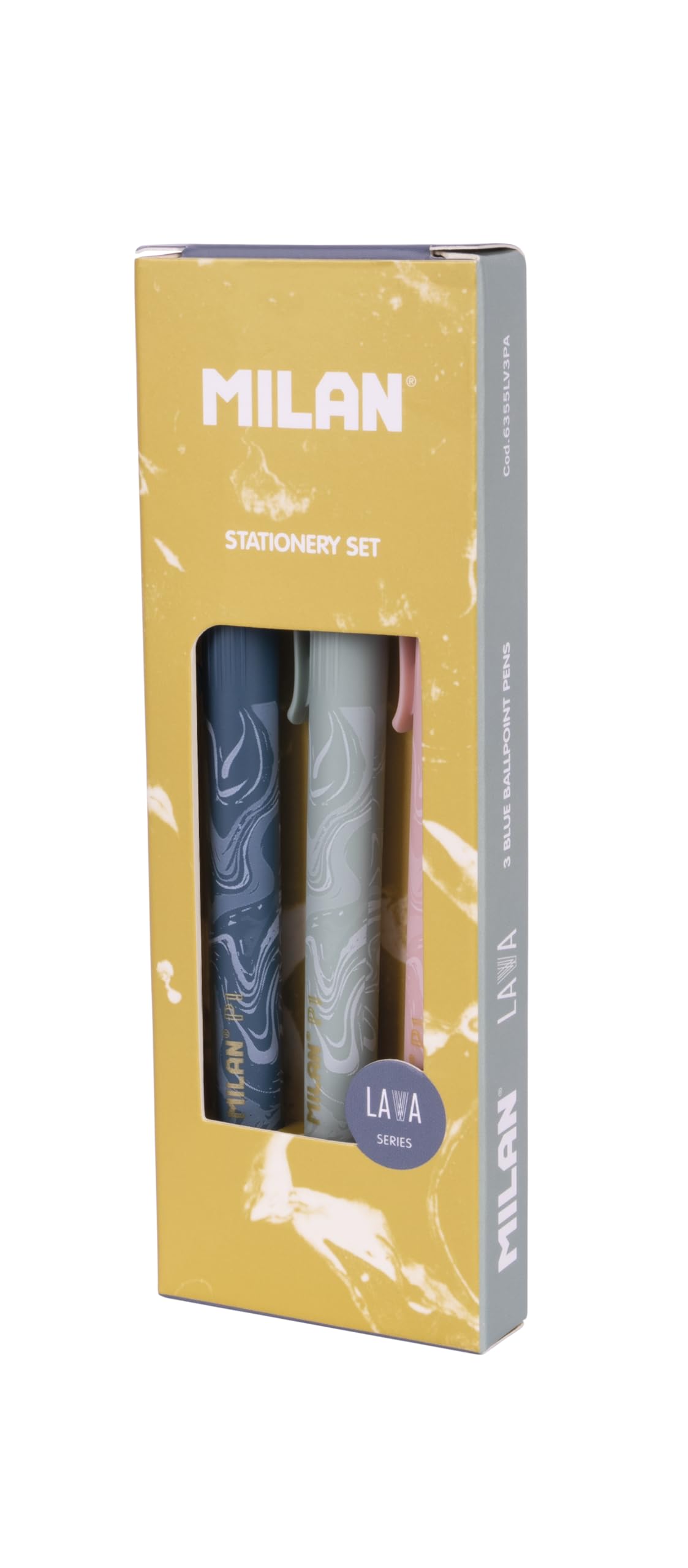 MILAN® Lava Series Gift Box with 3 Pens P1 Blue Ink Assorted Colours
