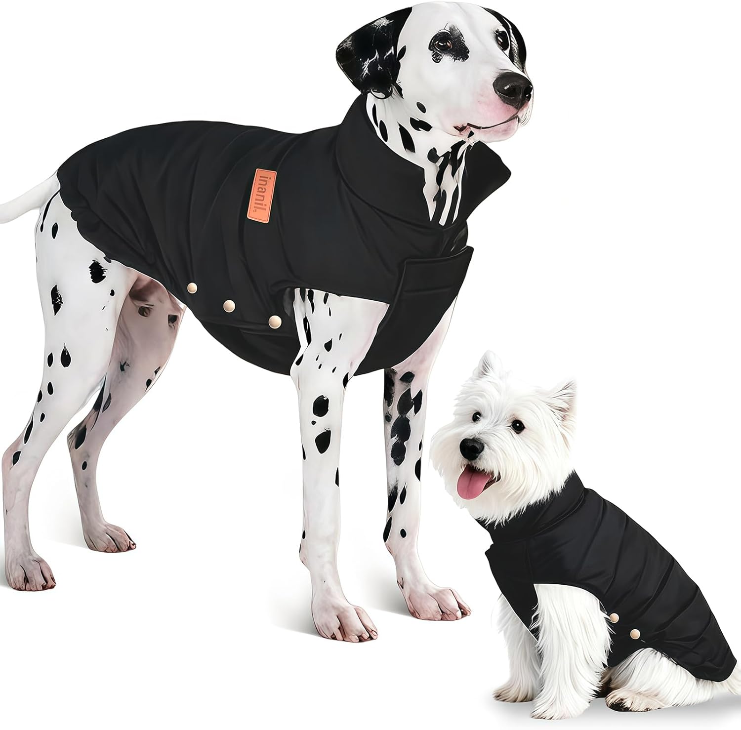 Dog Puffer Jacket for Small & Medium Dogs, Waterproof Windproof Warm Dog Winter Coat, Lightweight Cold Weather Pet Vest with Leash Hole and Adjustable Fit, Black, XXL