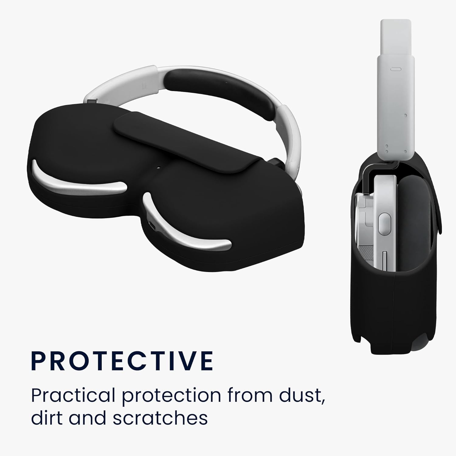 kwmobile Silicone Cover Compatible with Nothing Headphone (1) Case Holder for Over-Ear Headphones - Black - Image 4