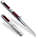 Pocket Knife for Men, 3.5 inch Folding Knife with Pocket Clip,Rosewood Handle Tanto Knife, Great Gift For Men and Women