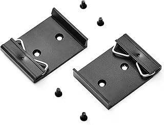 MokerLink Industrial Universal Din Rail Mount Kit, 35mm Width Aluminum Alloy Clip Snap Brackets, for Switch, Relay Fixed Clamp, 2 Pack