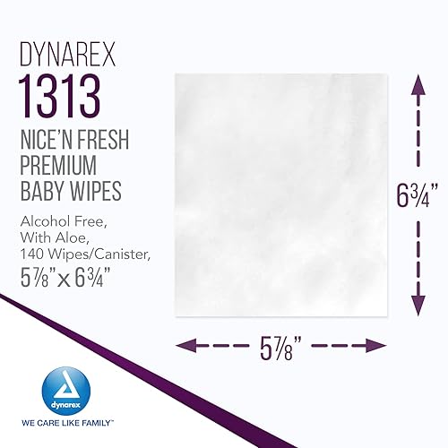 Miniatura 2 de Dynarex Nice'n Fresh Toallitas para bebés, toallitas sin alcohol de primera calidad para bebés con lanolina y aloe para hidratar la piel,