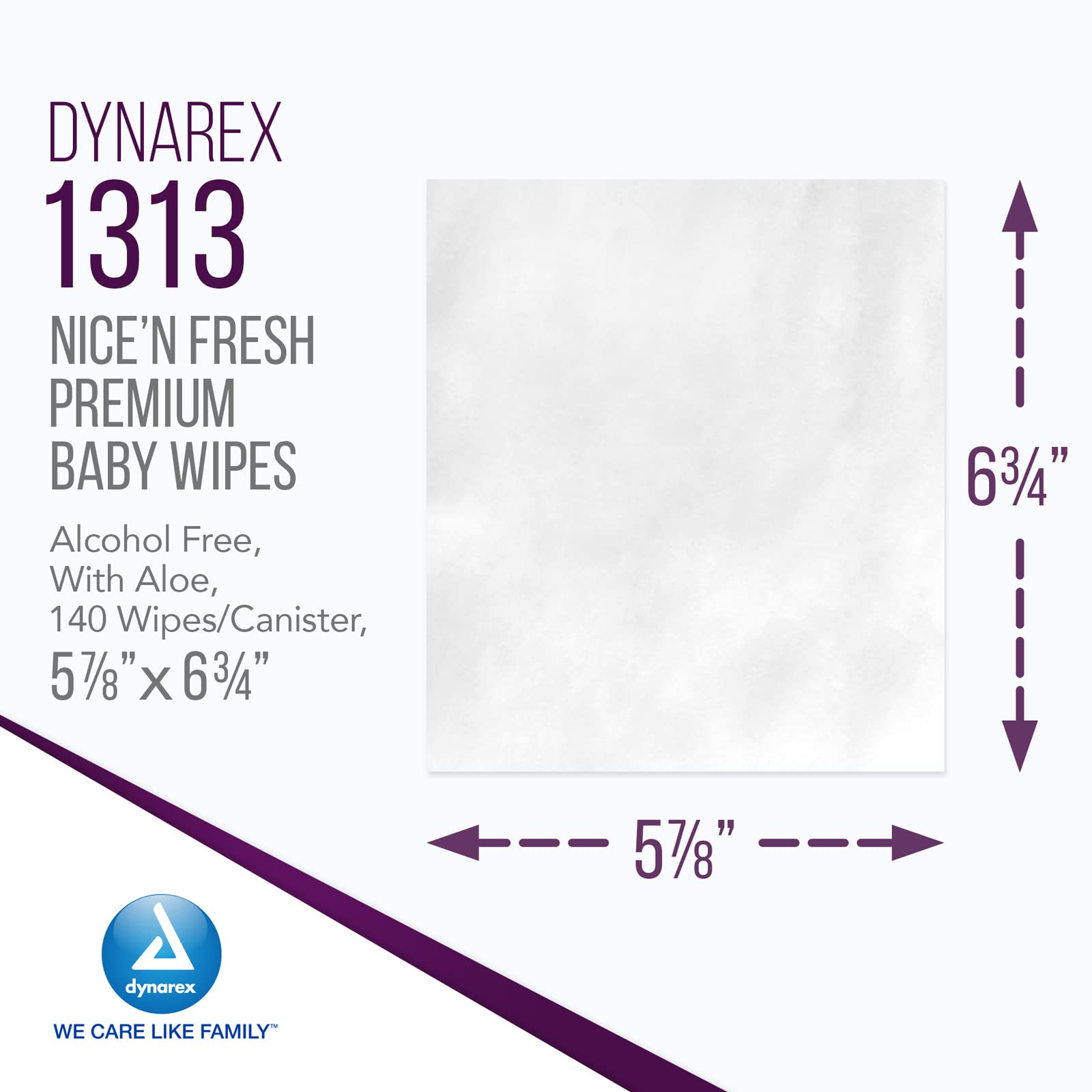 Dynarex Nice'n Fresh Baby Wipes - Premium Non-Alcohol Wipes for Babies with Lanolin & Aloe to Moisturize Skin - Scented - 6x6.75