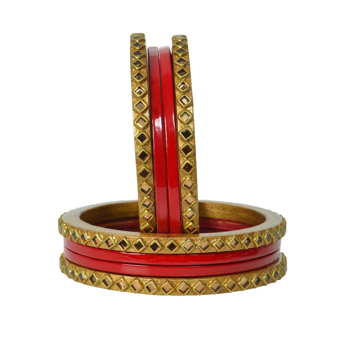Lac Bangle Set For Women and Girls | Kundan Lakh Golden Red Bangles for Women | Traditional Rajasthani Bridal Bangles Set for Weddings & Festivals | Kangan Set of 8 Lac Bangle Set For Women and Girls | Kundan Lakh Golden Red Bangles for Women | Traditional Rajasthani Bridal Bangles Set for Weddings & Festivals | Kangan Set of 8