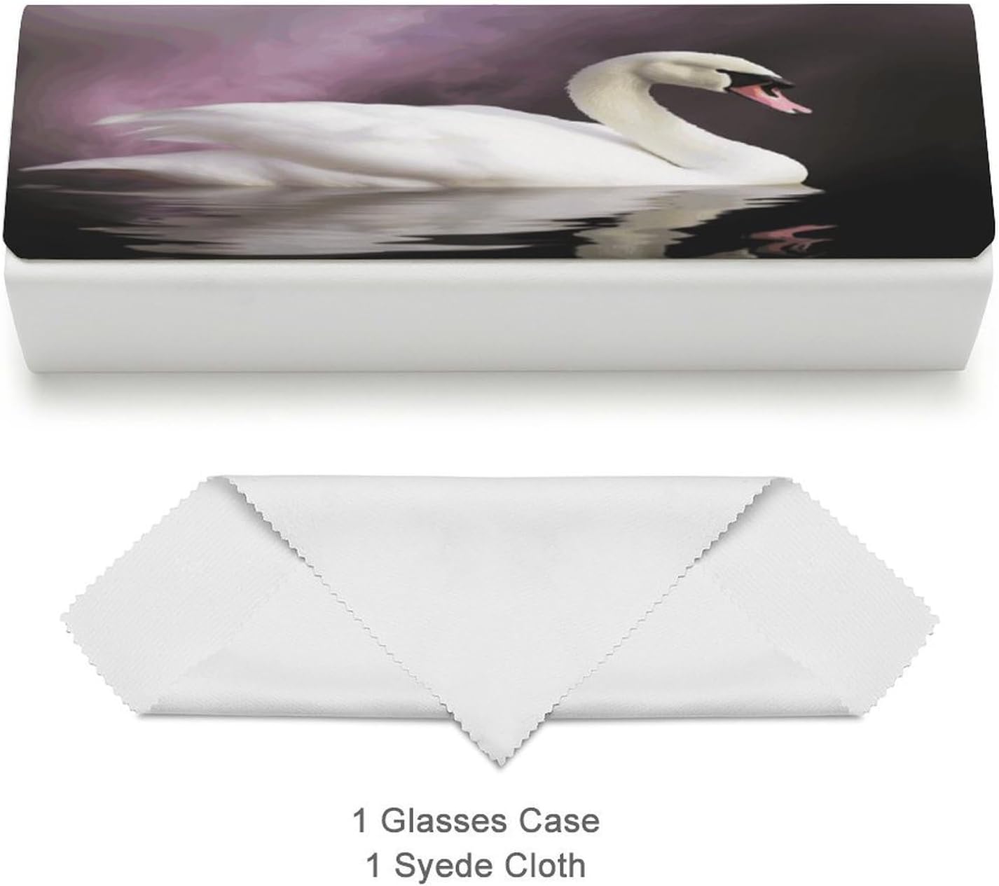 White Swan Glasses Case Eyeglasses Case with Cleaning Cloth Premium Leather Spectacle Cases - Thoughtful Gift for Friends & Loved Ones image 3