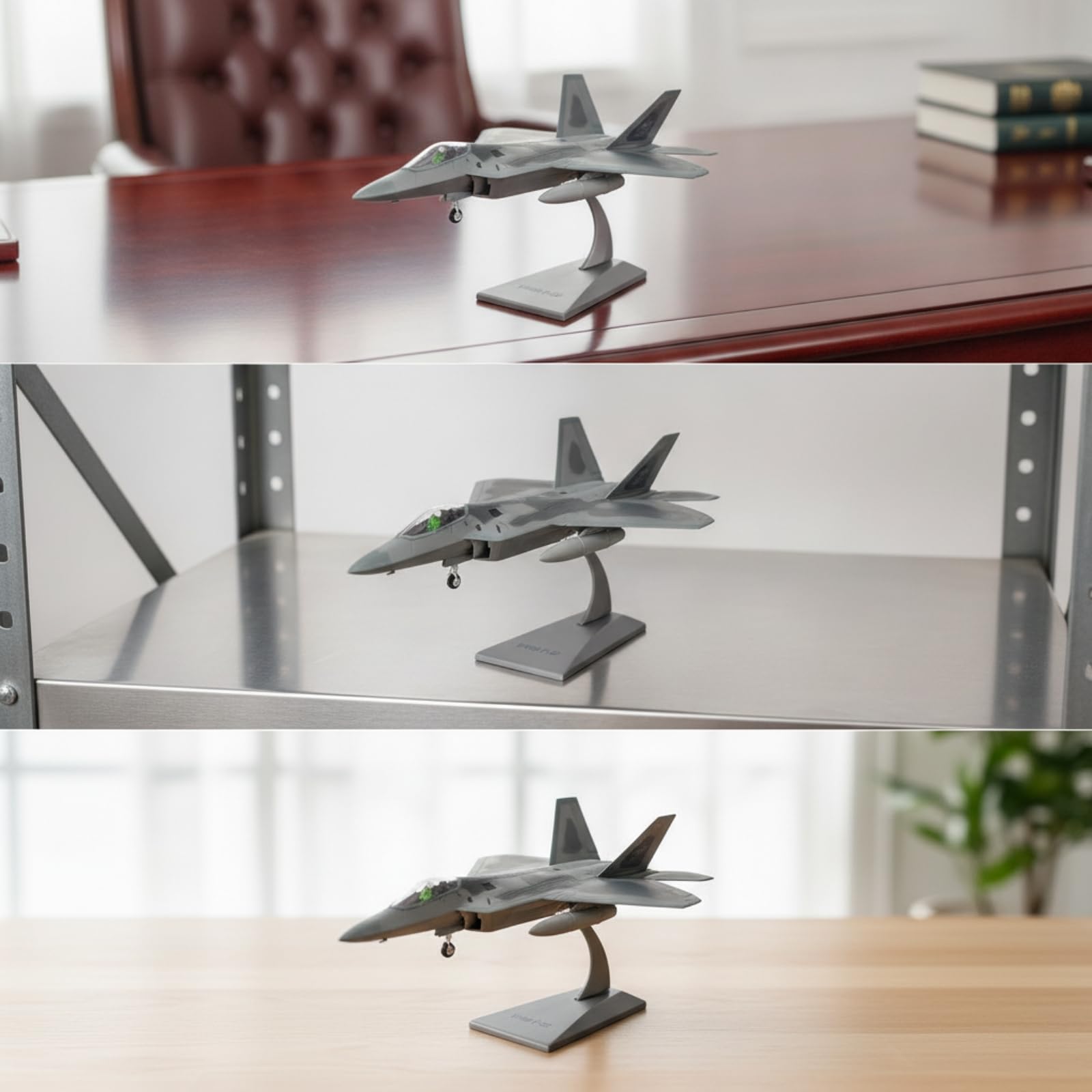 Modellino Aereo da Combattimento in Lega Jet da Caccia Aeromodello Miniatura Lega Resistente con Supporto Espositivo Design con Doppie Derive