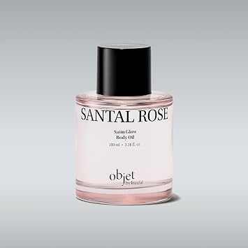 objet by KUNDAL Satin Glow K Beauty Body Oil, Santal Rose, 3.38 Fl Oz - For All Skin Types, 11 Peptides, Vitamin C & E, Succinic Acid - Lightweight Body Oil - Korean Beauty