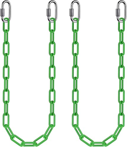 Miniatura 11 de 2 cadenas de columpio de 100 pulgadas con mosquetones, capacidad de 1000 libras, cadenas colgantes recubiertas resistentes, cadenas colgantes para