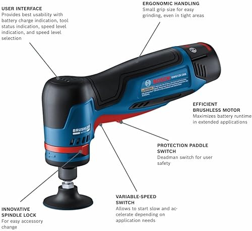 Miniatura 2 de Bosch GWG12V-20SB23 12V Max Kit de Amoladora de Troquel de Ángulo Recto Sin Escobillas de 1/4 Pulgada con (2) Baterías de 3 Ah