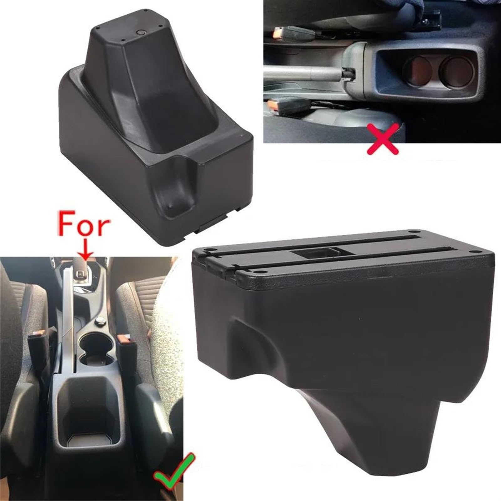 Bracciolo Doppio Strato Per Peugeot 2008 - Con 3 Porte USB, Box Di Stoccaggio, In Pelle PU
