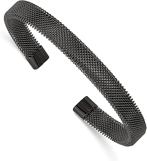Bracelete de aço inoxidável banhado a preto, 8 mm, expansível e empilhável, joias modernas para mulheres, presentes para ela, 7 inches, Aço inoxidável