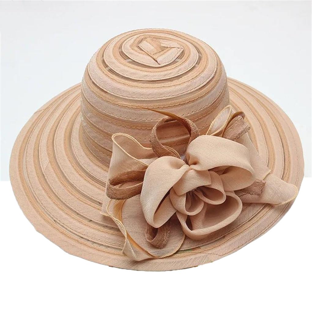 Cappelli da donna a tesa larga con grande fiore Fedora cappello elegante da donna per feste di nozze