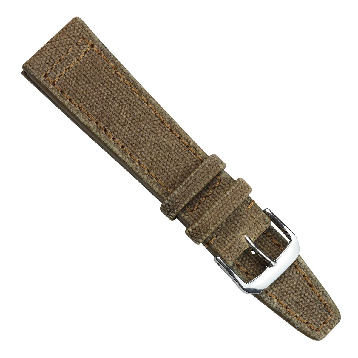 WatchGecko - Cinturino per orologio in tela, fatto a mano, in due pezzi, marrone