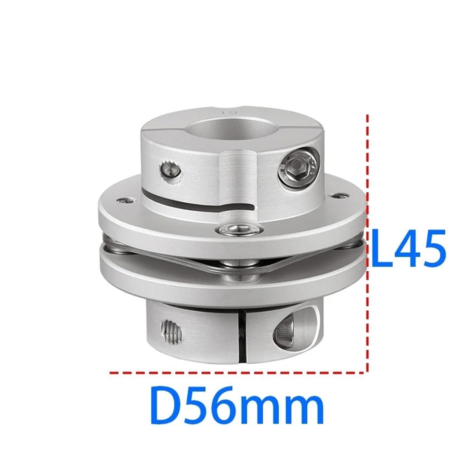 Accouplement à diaphragme simple et Double bride en alliage d'aluminium D56 L45mm, 1 pièce(12.7x12.7)