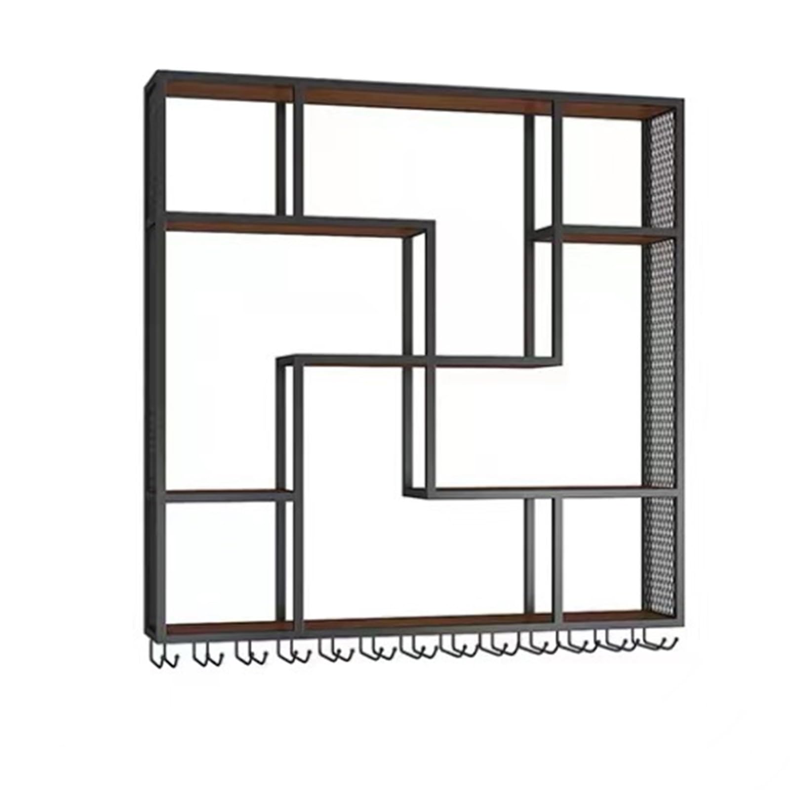 Botellero Vino Pared Botellero de Hierro para Vino, Botellero Colgante de Lujo Ligero y Sencillo, Botellero Vino Pared Industrial con Luz Led para Casa Bar(Black)