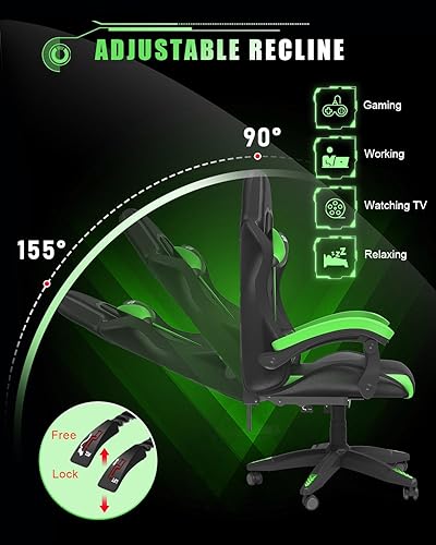 Miniatura 5 de Bigzzia Silla Gaming con Luces LED RGB, Silla Ergonómica de Respaldo Alto para Computadora Gamer con Reposacabezas y Soporte Lumbar, Silla Gaming