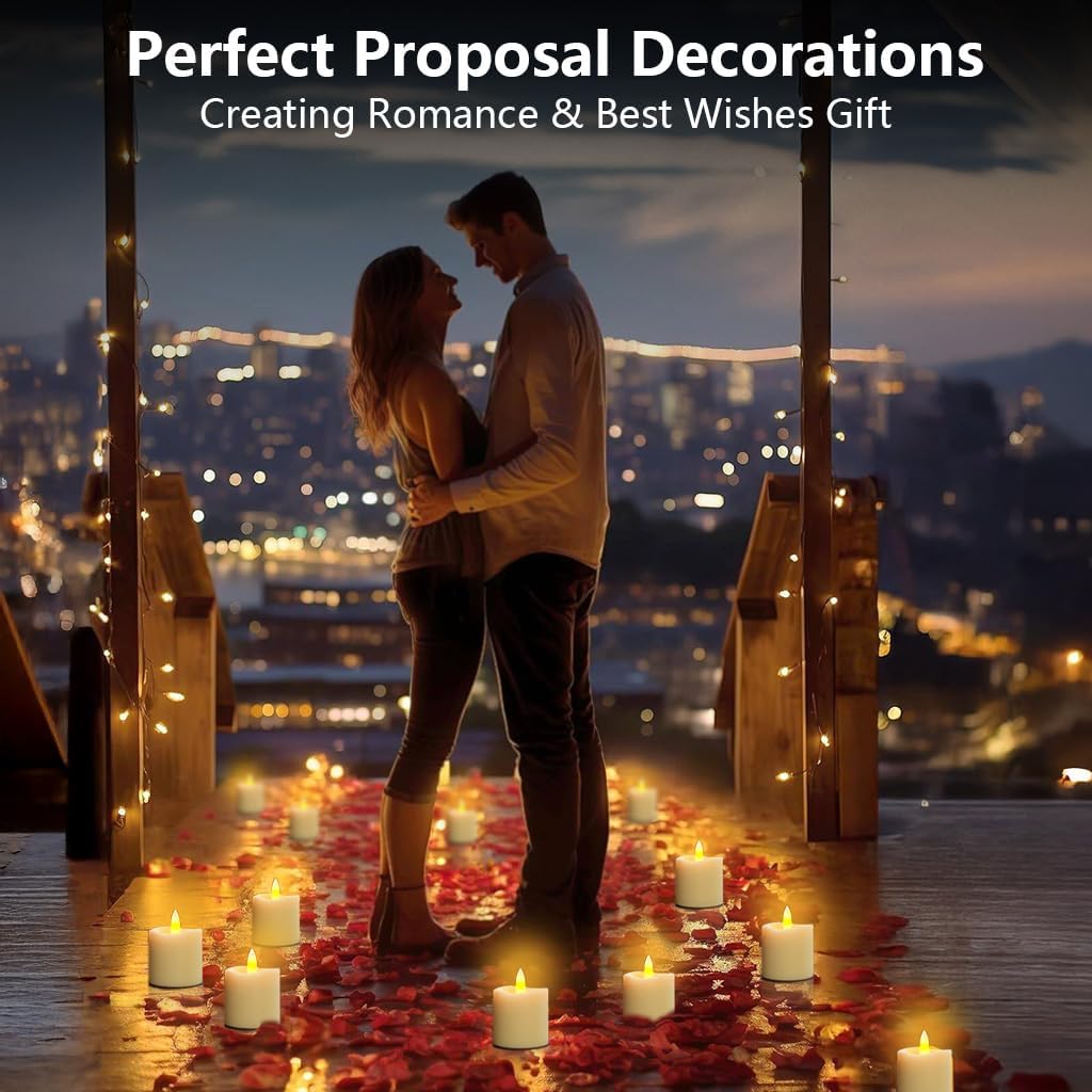 Rechargeable Tea Lights Candles with Timer,1.5”×2”Electric LED Votive Candles Warm White for Valentines Decor, Wedding,Home Decoration(12pcs