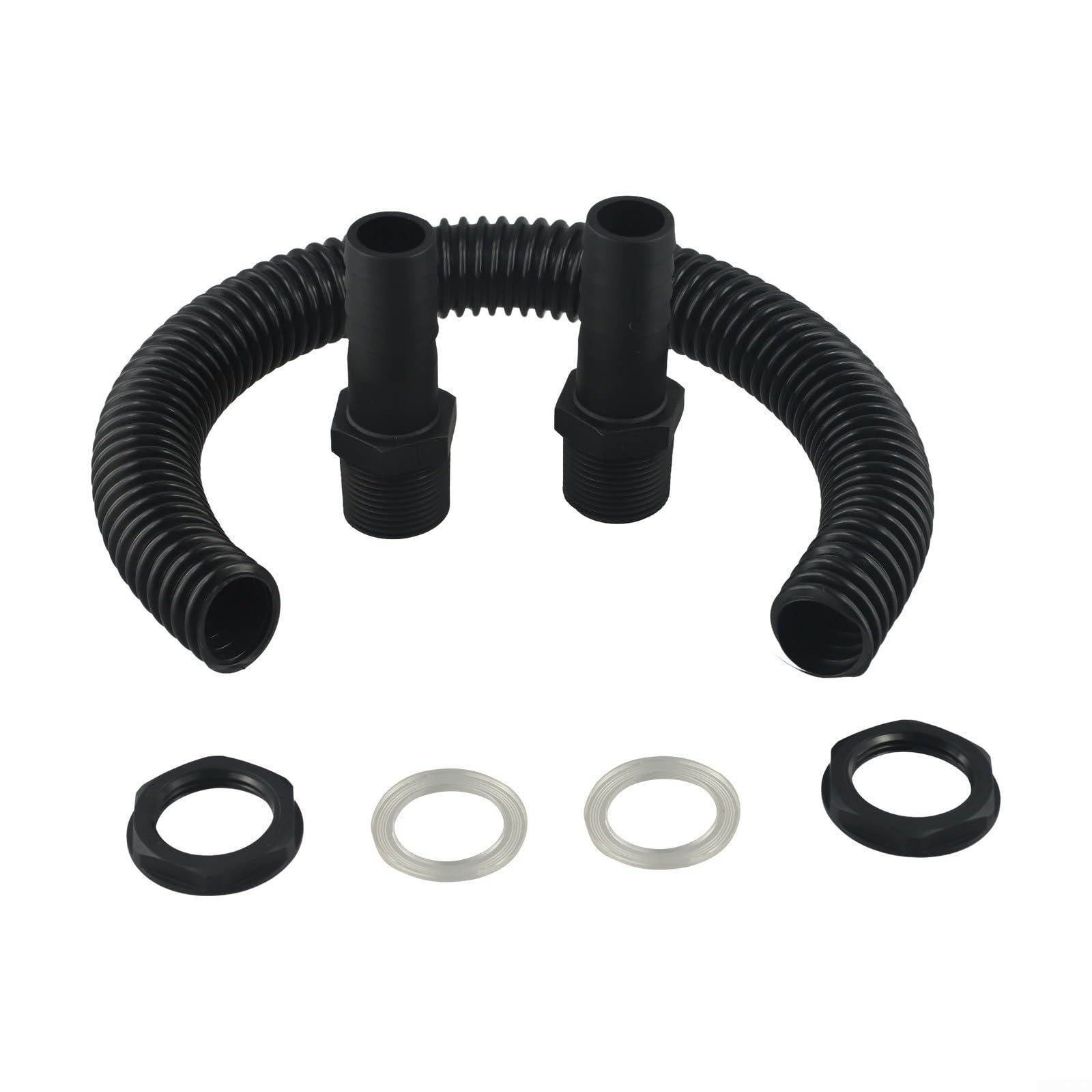 BildeeMait ABS Rainwater Butt Connector Kit with 0.5m Hose, 25mm Joint Pipe Link for Connecting 2 Water Storage Barrels, Garden Irrigation System Accessory