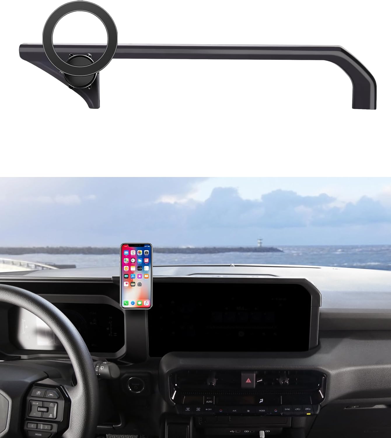 Car Phone Holder for Toyota Land Cruiser LC250 2024 2025 Accessories 12.3-Inch Screen Fixed Clip, 360° Rotation Phone Mount Compatible with MagSafe, Cell Phone Holder