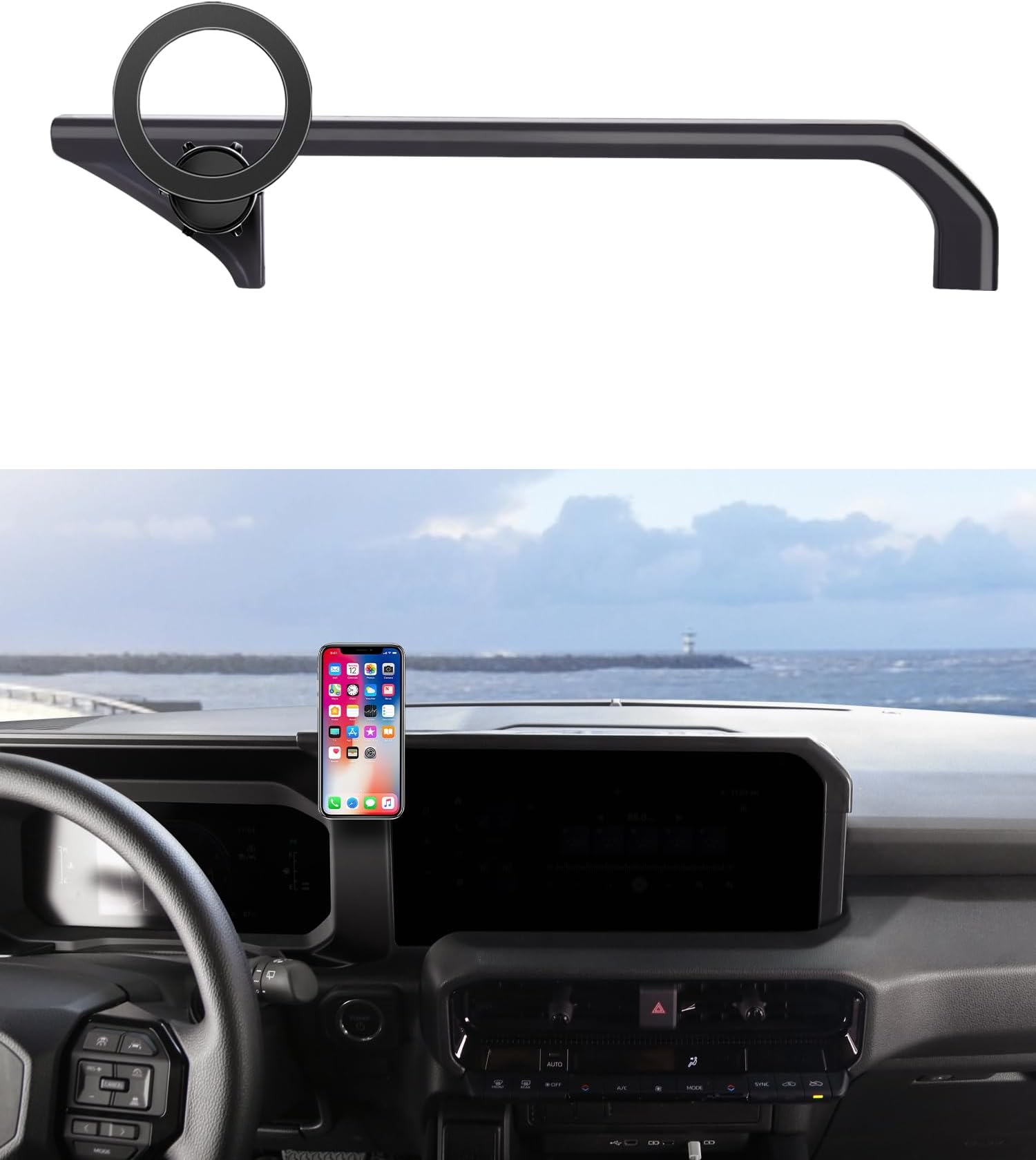 Car Phone Holder for Toyota Land Cruiser LC250 2024 2025 2026 Accessories 8/12.3-Inch Screen Fixed Clip, 360° Rotation Phone Mount Compatible with MagSafe, Cell Phone Holder