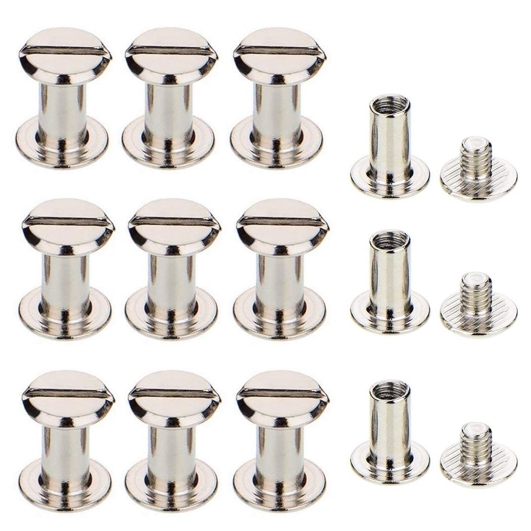 80 Pieces Chicago Screws Assorted Kit 5/16 Inch Chicago Binding Screws Posts Nail Rivet Chicago Button for DIY Leather Decoration Bookbinding Round Head Stud Screw(5x8mm)-image-6