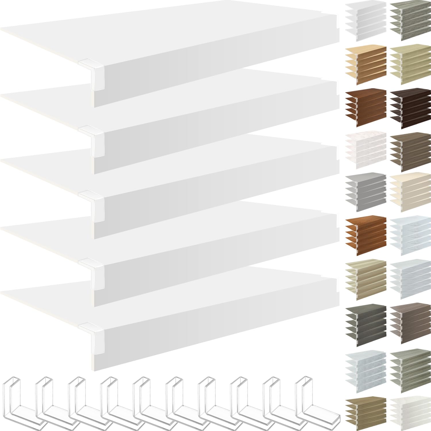 5 PCS Wire Rack Cover, 29x9x3 in Foamed PVC Shelf Covers for Wire Shelving Pantry Closet and Laundry Shelves, Durable Removable Shelf Decoration (Not