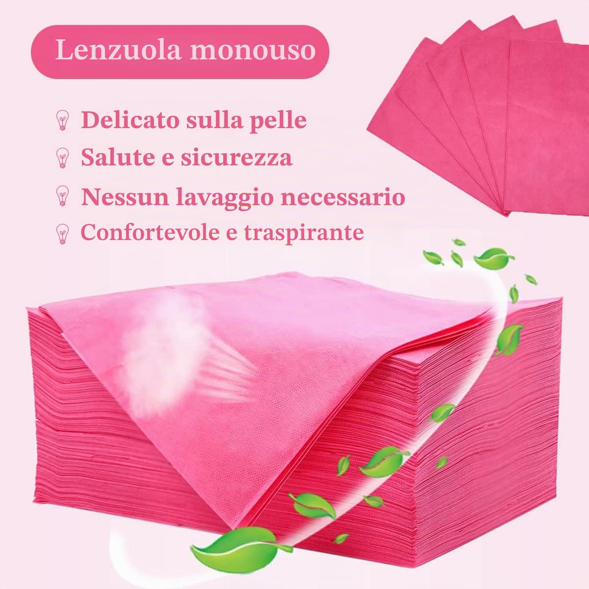 100pcs Lenzuola Usa e Getta, 80 x 180cm Monouso per Lettino Massaggio, in Tessuto Non Tessuto per Ospedali, Cliniche Dentali, Saloni di Bellezza